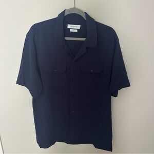 Men's Urban Outfitters Navy Blue Short Sleeve Pocket Button Down Large